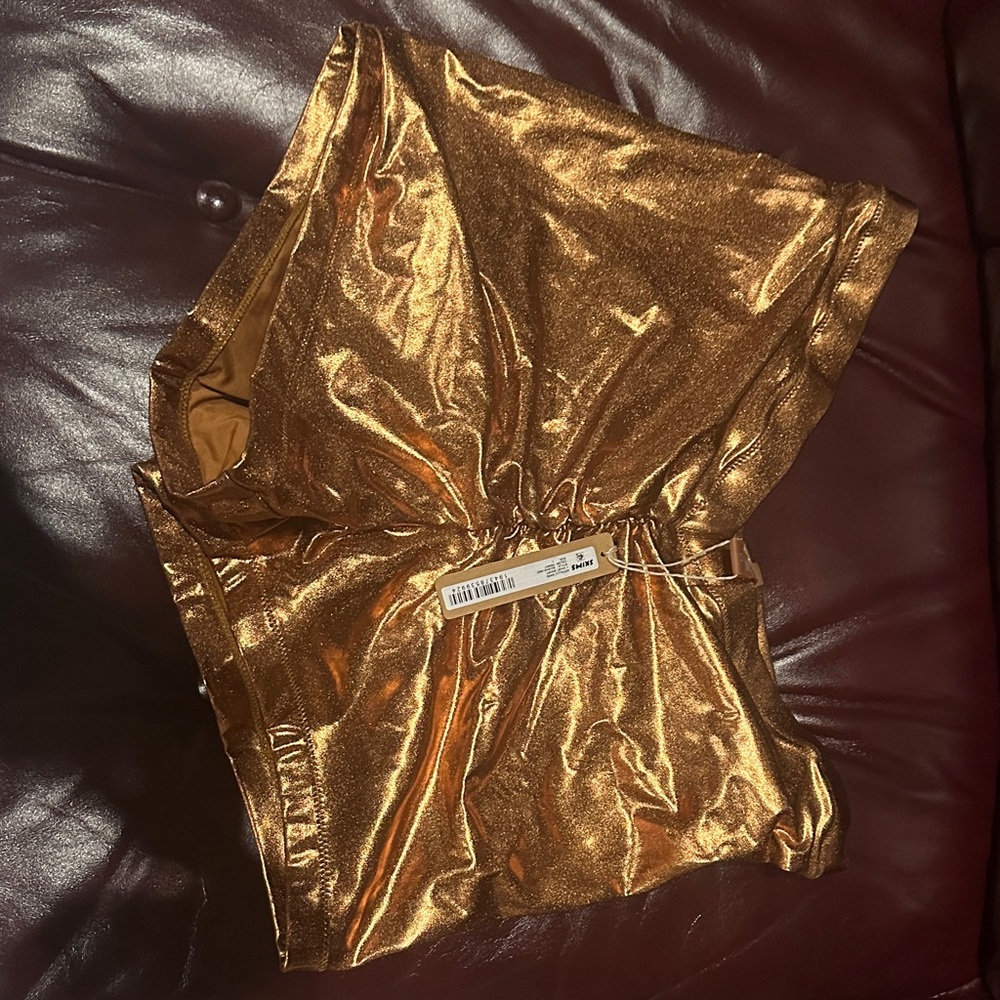 SKIMS Penny Metallic Swim Shorts